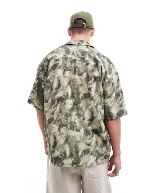 Chemise à imprimé flouté - vert Pull&Bear pour homme en coloris White