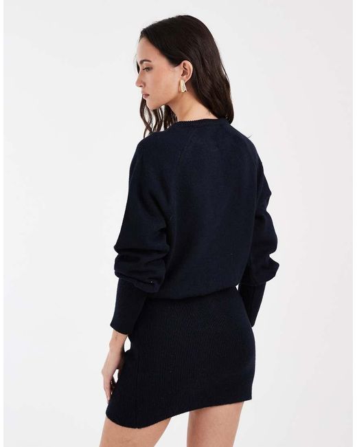 ASOS Blue Knitted Cinched Mini Dress