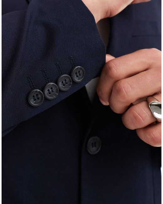 SELECTED Blue Wool Blend Slim Fit Suit Jacket for men