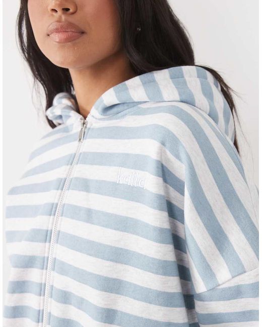 Kaiia White Cotton Rich Embroidered Logo Zip Through Hoodie Co-ord