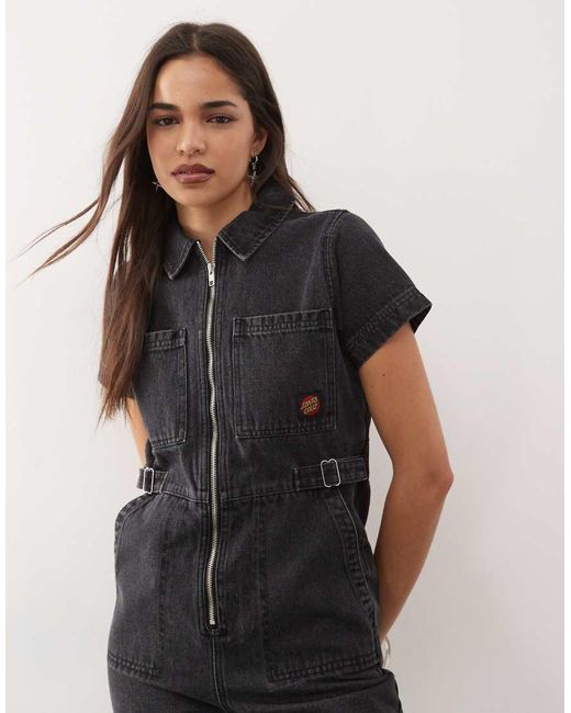 Santa Cruz Natural Line Up Utility Denim Jumpsuit
