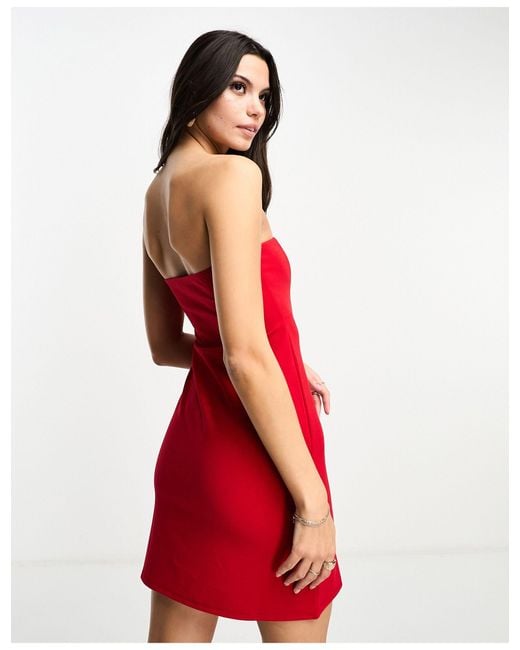 Miss Selfridge Red Bandeau Mini Dress
