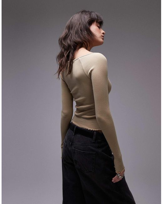 Tommy Hilfiger Brown – geripptes, langärmliges oberteil