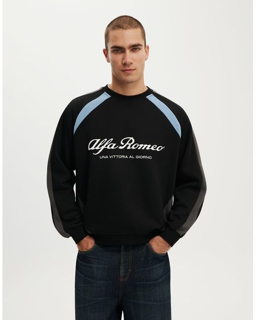 Cotton On Black Box Fit Alfa Romeo Sweater for men