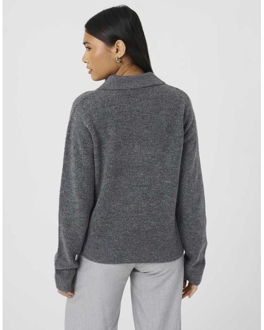 Brave Soul Gray Collared Button Through Knitted Cardigan