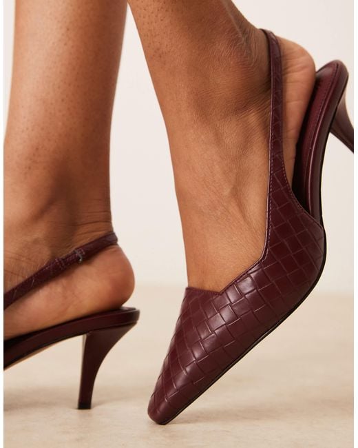 ASOS Brown Shake Weave Slingback Kitten Heels