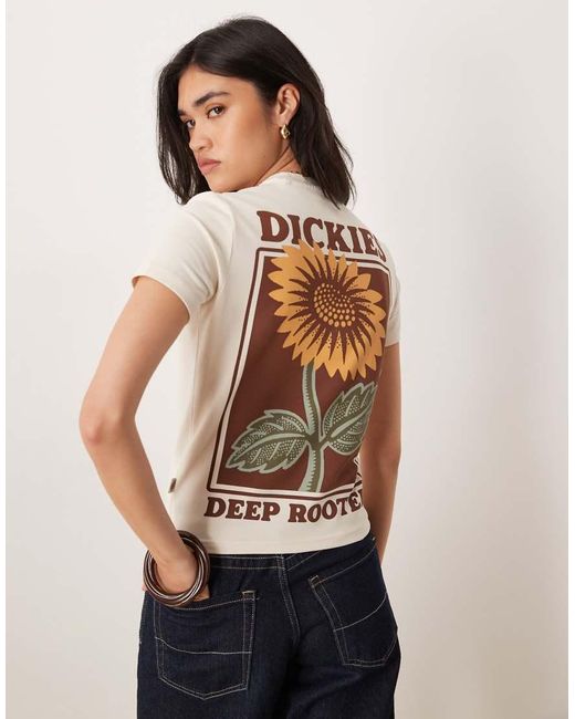 Dickies Blue Sunflower Graphic Back Print Baby Tee