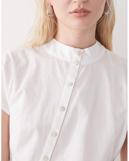Collusion White Button Detail Fitted Blouse