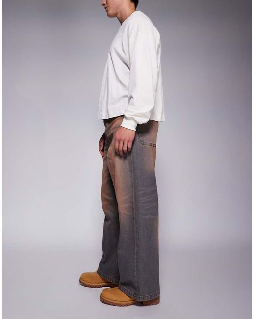 ASOS Brown Super baggy Fit Jeans With Tint for men