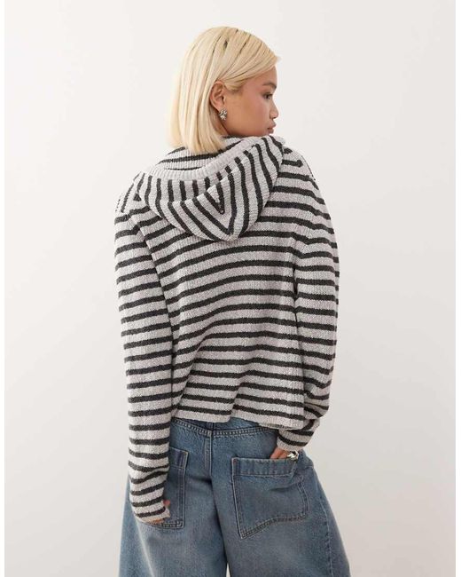 Sudadera A Rayas Grises Y Negras De Corte Slim Con Capucha De -Negro Weekday de color Blue