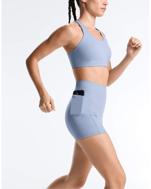 Oysho Blue 10cm Compressive Pocket High Rise Hot Pants