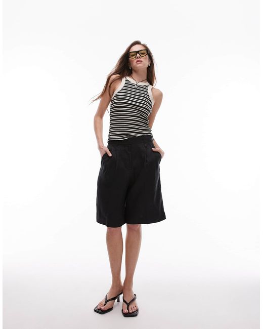 ARKET White Linen Bermuda Shorts With Tailored Waistband