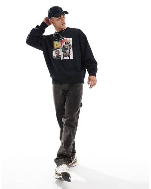 Cotton On Blue Cotton On Basquiat Art Print Relaxed Sweatshirt for men