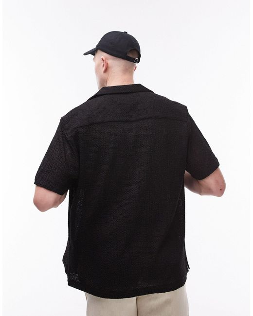 Chemise ajourée au crochet coupe décontractée à manches courtes Topman pour homme en coloris Black