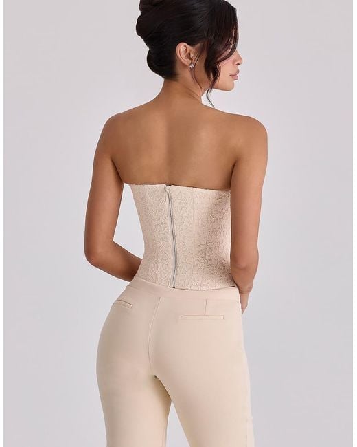 House Of Cb Natural Larra Vintage Ivory Strapless Lace Corset Top