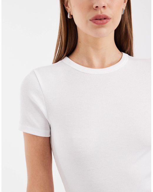 ONLY White Fitted Ribbed Top