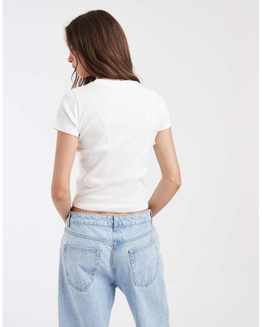 Hollister White Ribbed Baby Tee