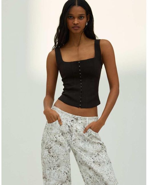 Bershka Black Bengaline Strappy Top
