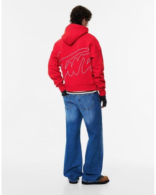 Pull&Bear Red Stwd Hoodie for men