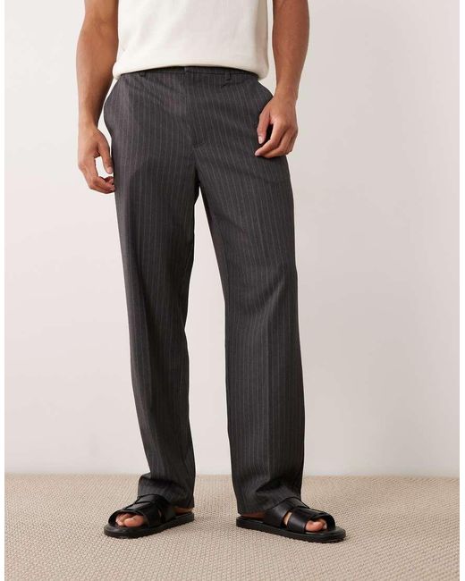 Cotton On Gray Baggy Tailored Pleated Trouser for men