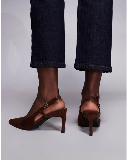 Public Desire Black Sling Back Kitten Heels