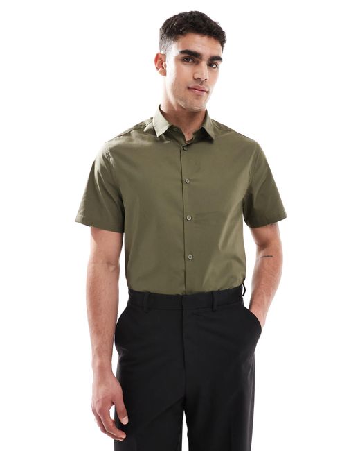 ASOS – elegantes, leicht zu bügelndes regular-fit-hemd in Green für Herren