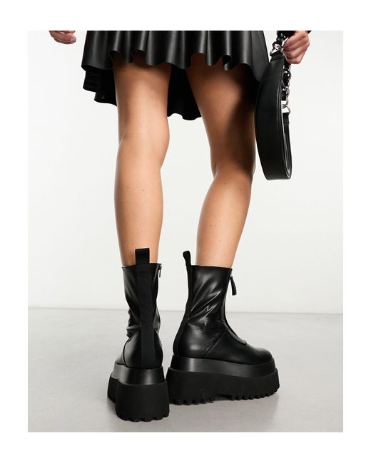 ASOS Atomic Chunky Zipfront Boots in Black Lyst