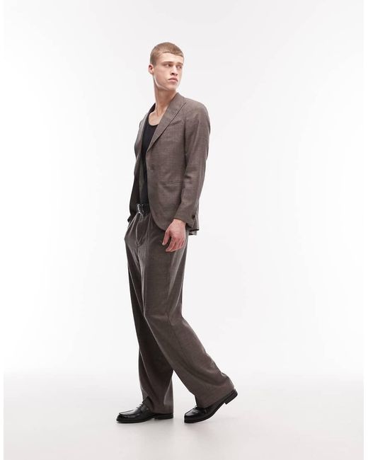 AllSaints Brown Clover Co-Ord Wool Blend Tailored Trouser for men