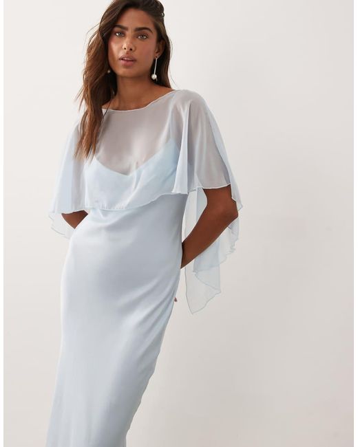 ASOS White Satin Cape Layer Maxi Dress