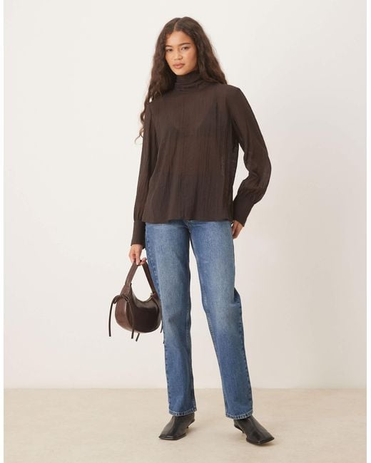 Mango Brown – halbtransparente bluse