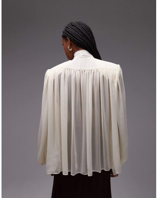 Blouse en mousseline style bohème à épaulettes - écru ASOS en coloris Gray
