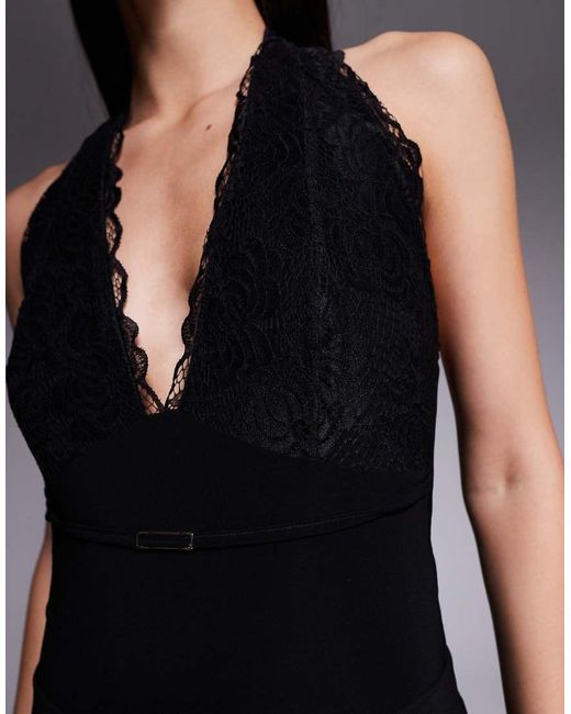 River Island Black Lace Trim Bodysuit