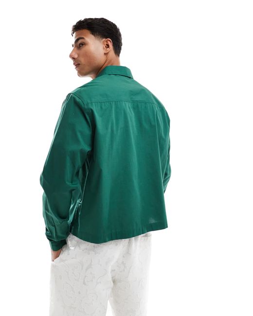 ASOS – kastiges oversize-hemd aus popeline in Green für Herren
