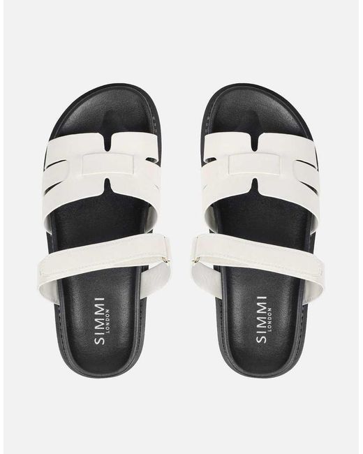 SIMMI White Adelle Box Chunky Footbed Slides
