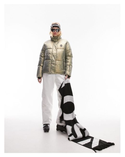 TOPSHOP Metallic Sno High Shine Ski Puffer Jacket
