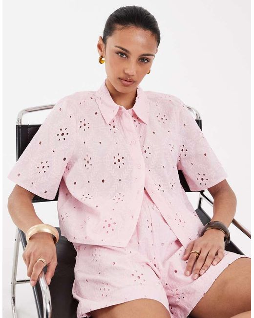 Vero Moda Pink Broderie Shorts