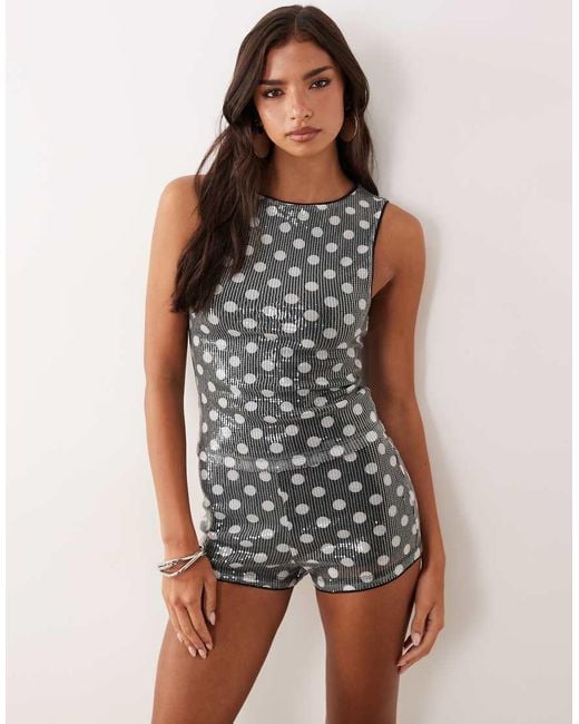 ASOS Gray Co-ord Sequin Tank Top