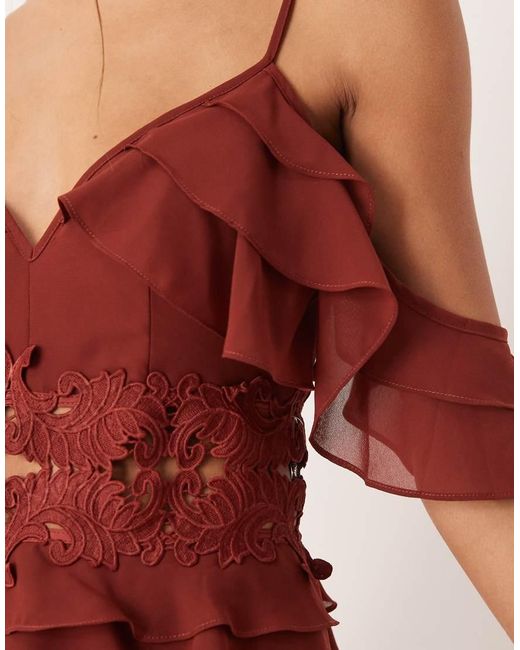 True Decadence Red V Neck Spaghetti Strap Maxi Dress
