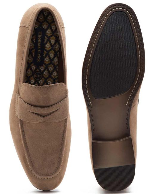Thomas Crick Brown Harley Loafer Suede Leather Slip-On Loafer Shoes for men