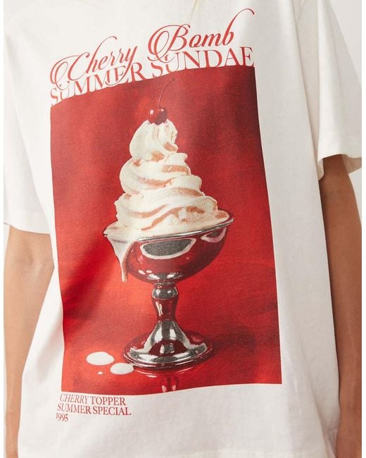 ASOS Red Oversized T-Shirt With Summer Sundae Graphic