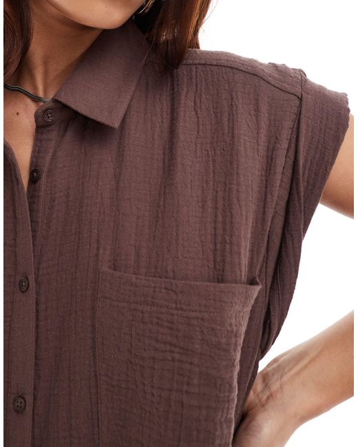 ASOS Purple Double Cloth Sleeveless Smock Shirt Dress