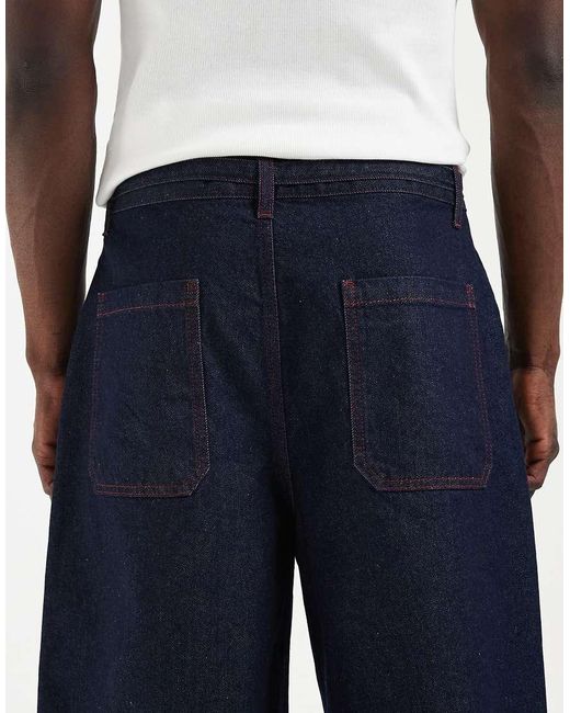 ASOS Blue Loose Denim Jorts for men