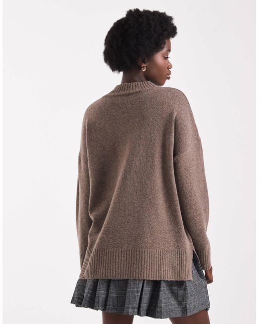 ONLY Brown High Neck Oversized Jumper