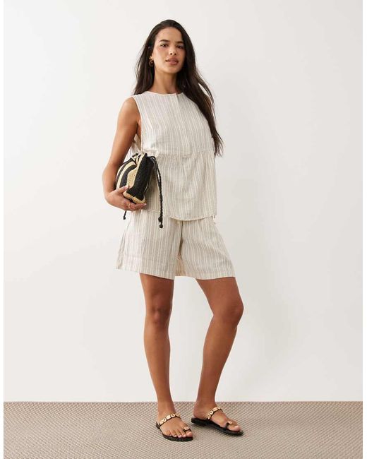 Jdy Natural Side Tie Details Top Co-ord