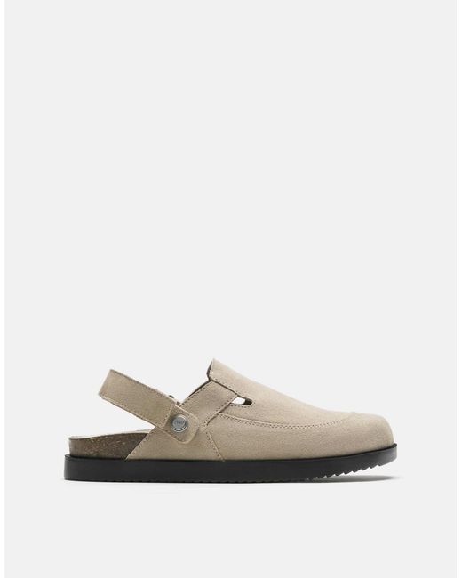Pull&Bear – leder-clogs in Natural für Herren
