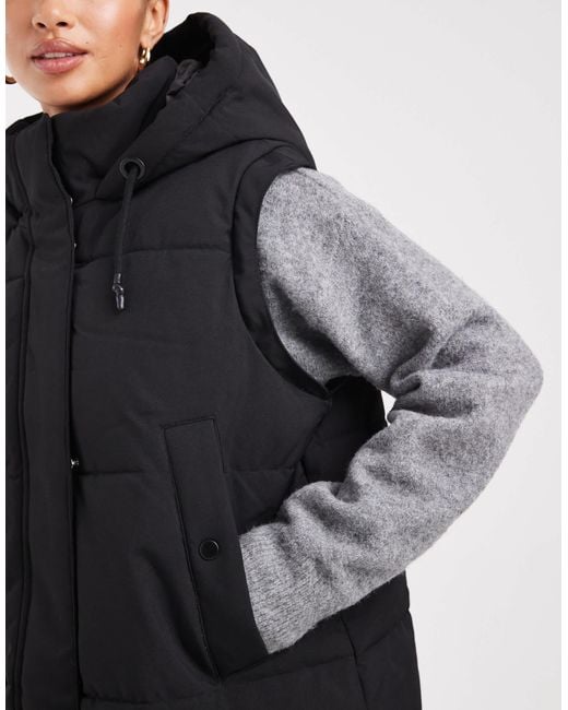 Vero Moda Blue 2 In 1 Longline Puffer Coat With Removeable Sleeves In