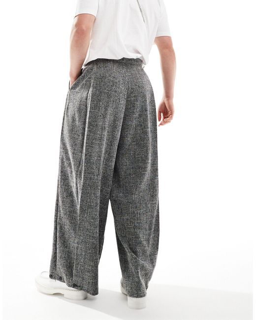 ASOS Gray Smart Extreme Wide Leg Trousers for men