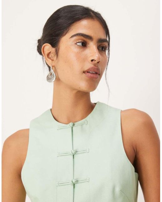 Mango Green Tailored Button Detail Top