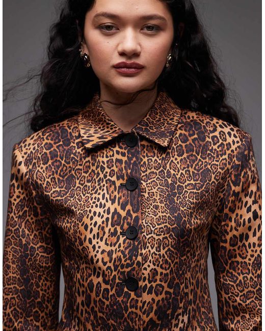 ASOS Brown Neat Fit Cropped Collared Jacket