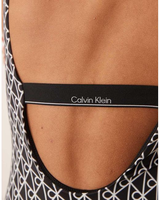 Calvin Klein Brown Monogram Scoop Back One Piece